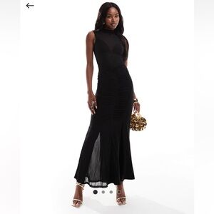 ASOS DESIGN high neck detail mesh maxi dress